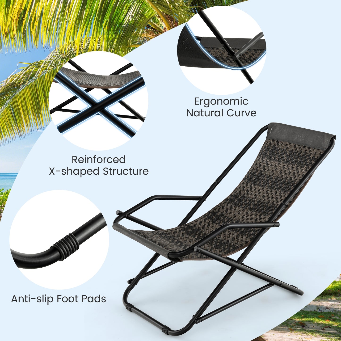 Patio PE Wicker Rocking Chair, With Armrests And Metal Frame, Gray Patio Rocking Chairs & Gliders at Gallery Canada