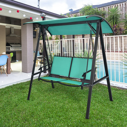 2 Person Patio Swing, Weather Resistant Glider, Adjustable Canopy, Green Porch Swings at Gallery Canada