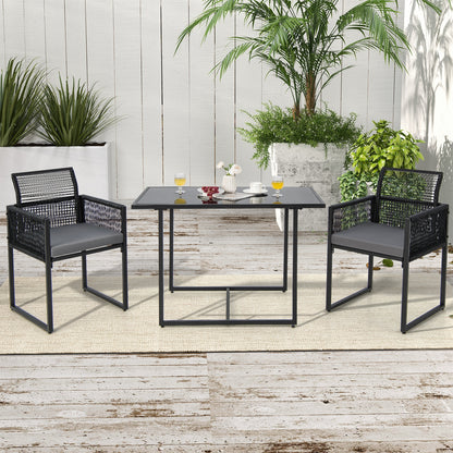 3-Piece Outdoor Dining Set, Folding Backrest, Seat Cushions, Black Patio Dining Sets at Gallery Canada