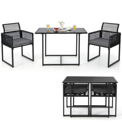 3-Piece Outdoor Dining Set, Folding Backrest, Seat Cushions, Black Patio Dining Sets at Gallery Canada