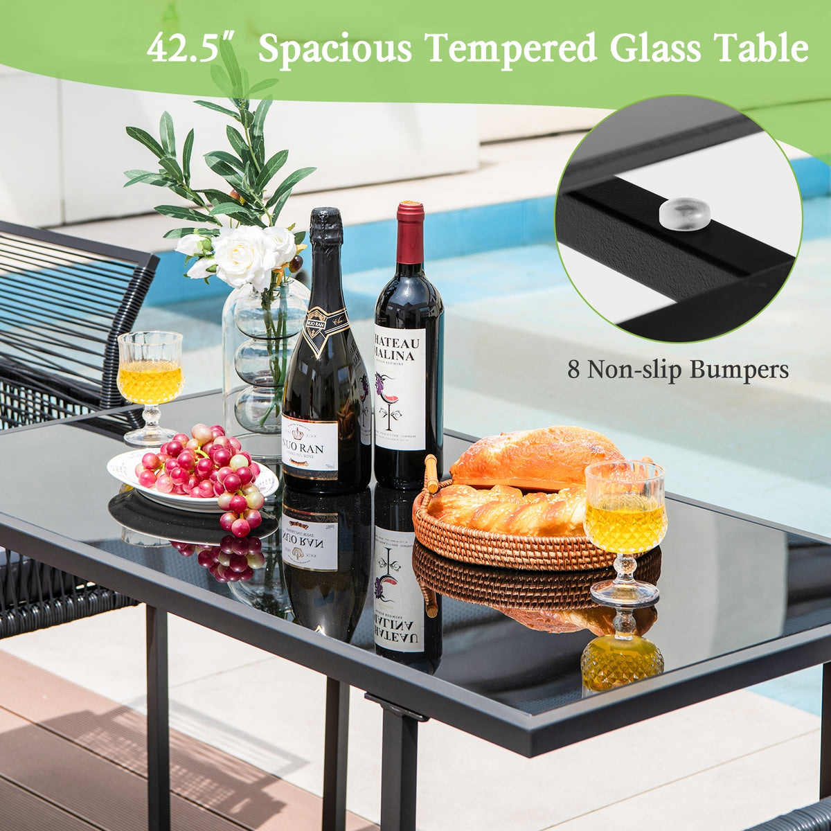 3-Piece Outdoor Dining Set, Folding Backrest, Seat Cushions, Black Patio Dining Sets at Gallery Canada