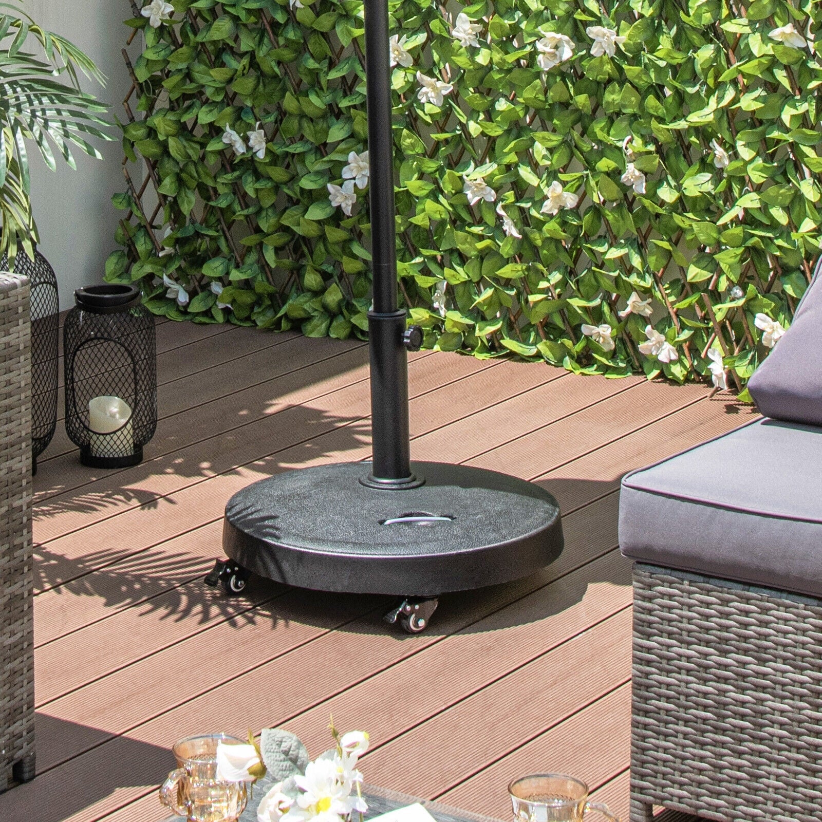 51LBS 20.5Inch Outdoor Umbrella Base With Wheels, Black Outdoor Umbrella Bases at Gallery Canada
