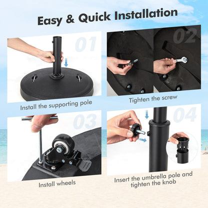 51LBS 20.5Inch Outdoor Umbrella Base With Wheels, Black Outdoor Umbrella Bases at Gallery Canada