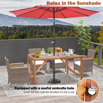 67 Inch Acacia Wood Patio Dining Table, Natural Patio Dining Tables at Gallery Canada
