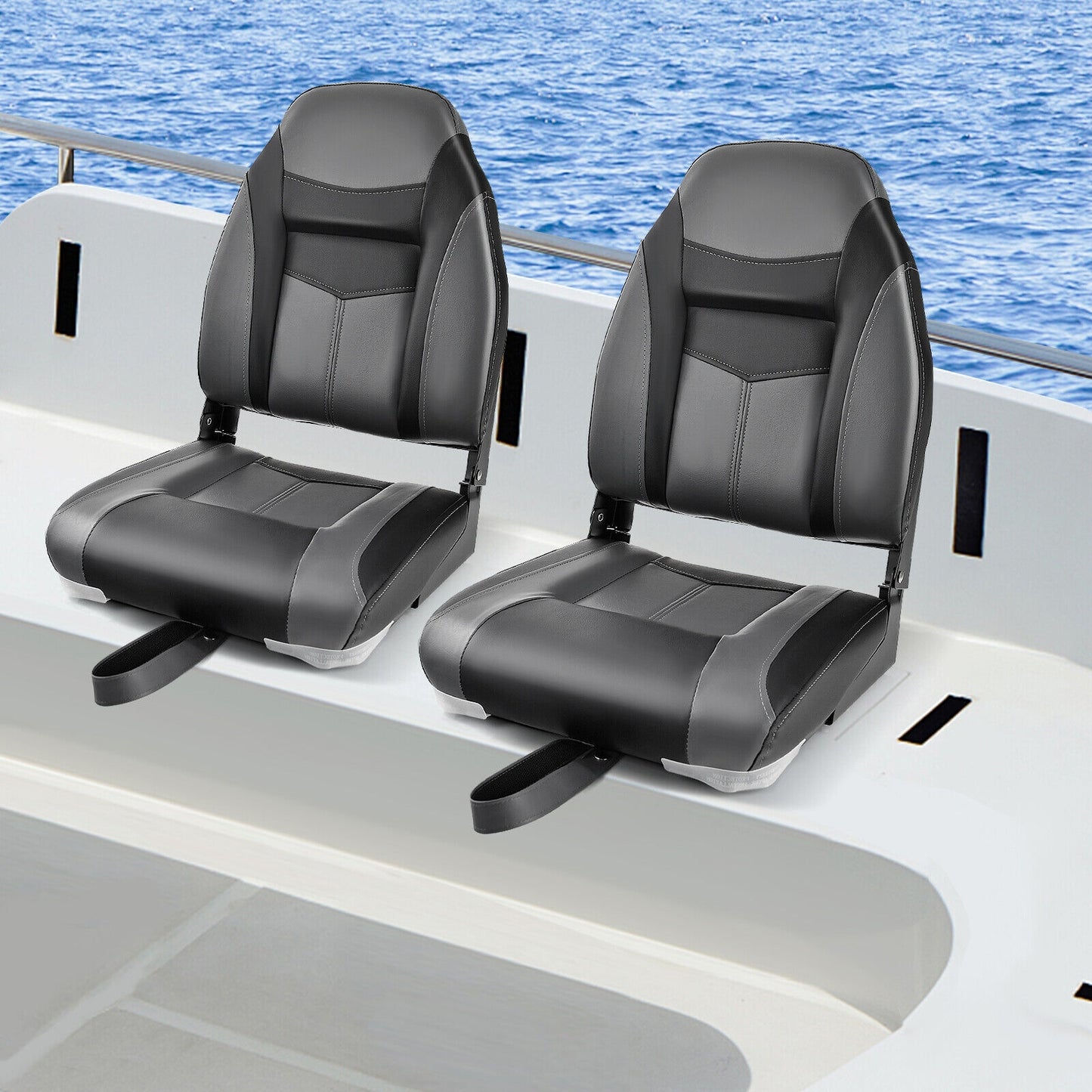 High Back Folding Boat Seat, Sponge Cushion, Flexible Hinges, 1 Piece, Black Water Sports at Gallery Canada