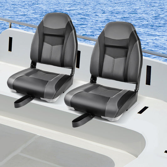 High Back Folding Boat Seat, Sponge Cushion, Flexible Hinges, 1 Piece, Black Water Sports Black at Gallery Canada