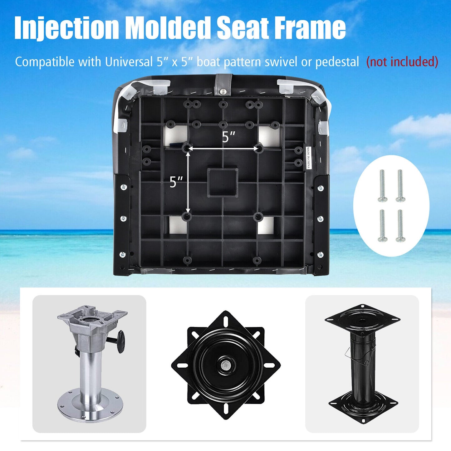 High Back Folding Boat Seat, Sponge Cushion, Flexible Hinges, 1 Piece, Black Water Sports at Gallery Canada