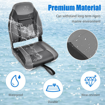 High Back Folding Boat Seat, Sponge Cushion, Flexible Hinges, 1 Piece, Black Water Sports at Gallery Canada