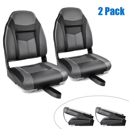 High Back Folding Boat Seats, Grey Cushion, Flexible Hinges, Set of 2, Black Water Sports Black at Gallery Canada