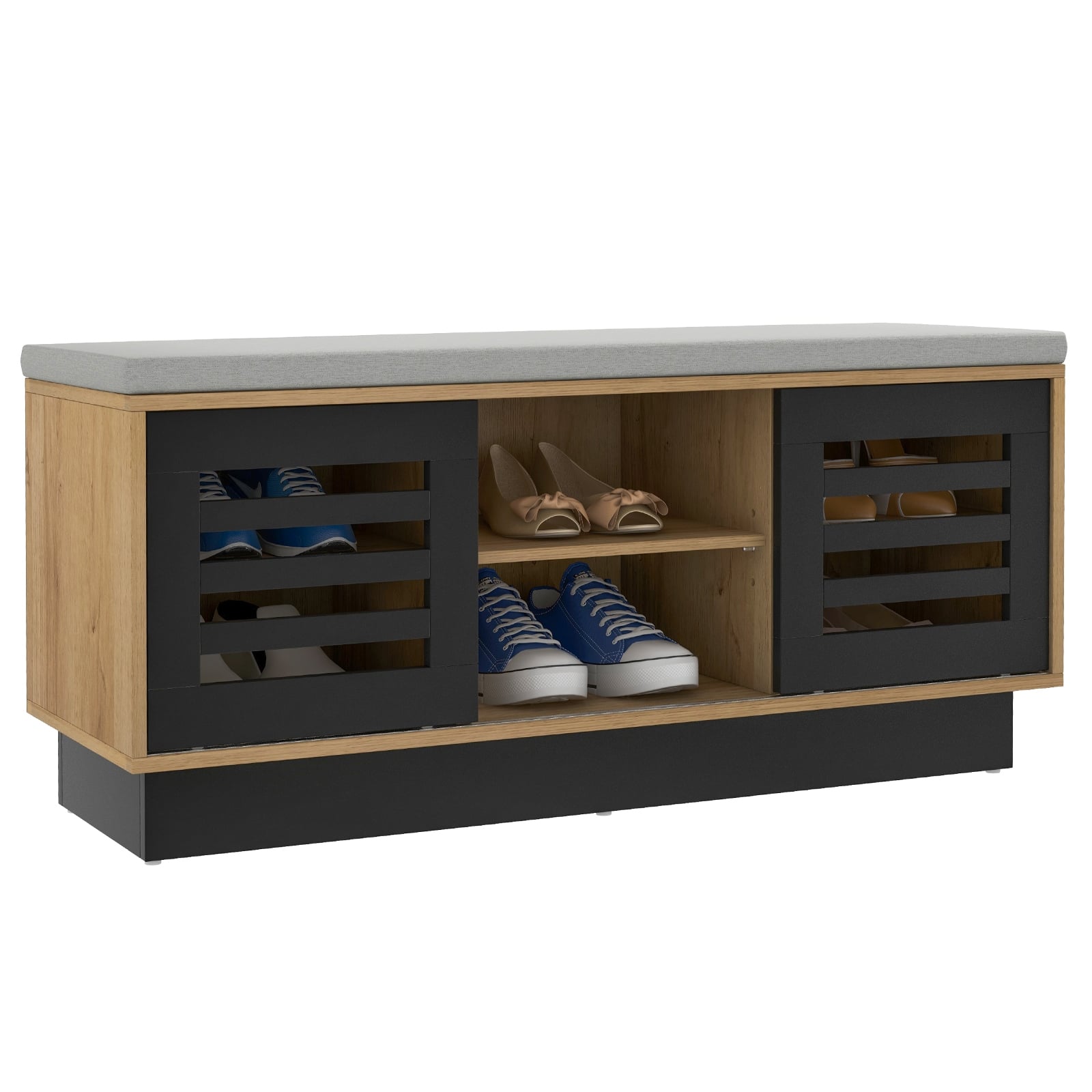 Shoe Bench, 6 Storage Compartments, 3 Adjustable Shelves, Natural Shoe Racks & Storage Benches Natural at Gallery Canada