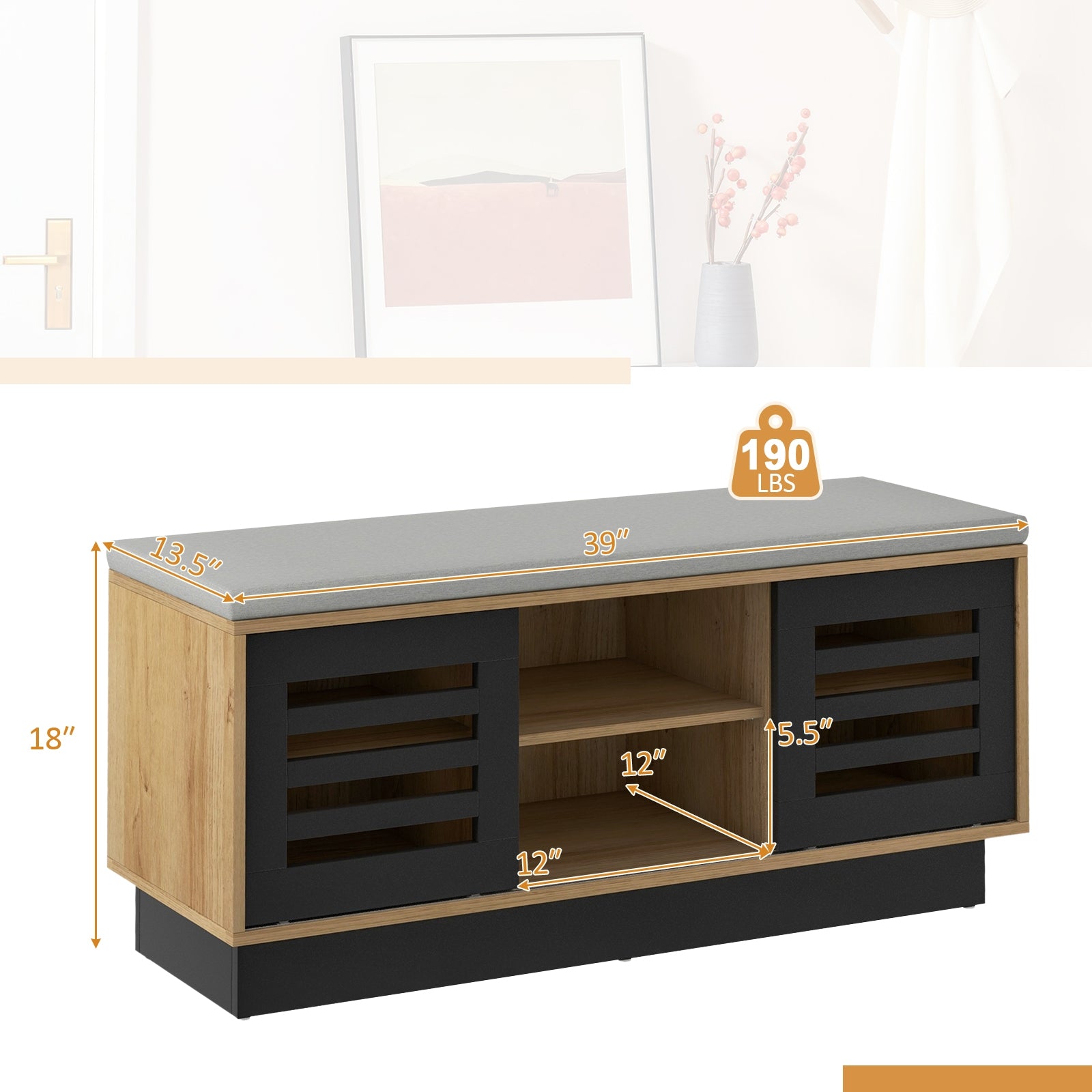 Shoe Bench, 6 Storage Compartments, 3 Adjustable Shelves, Natural Shoe Racks & Storage Benches at Gallery Canada