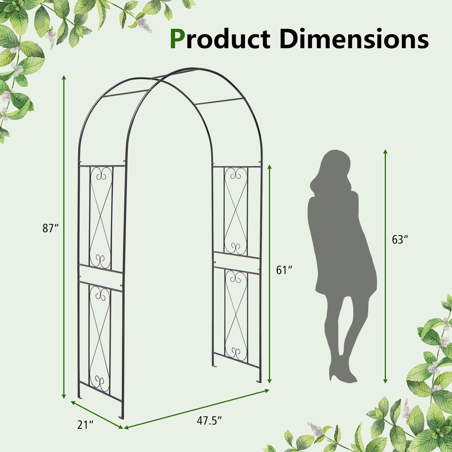 Garden Arch Arbor Trellis, Patio Plant Stand Rack Archway, Black Outdoor Decor at Gallery Canada