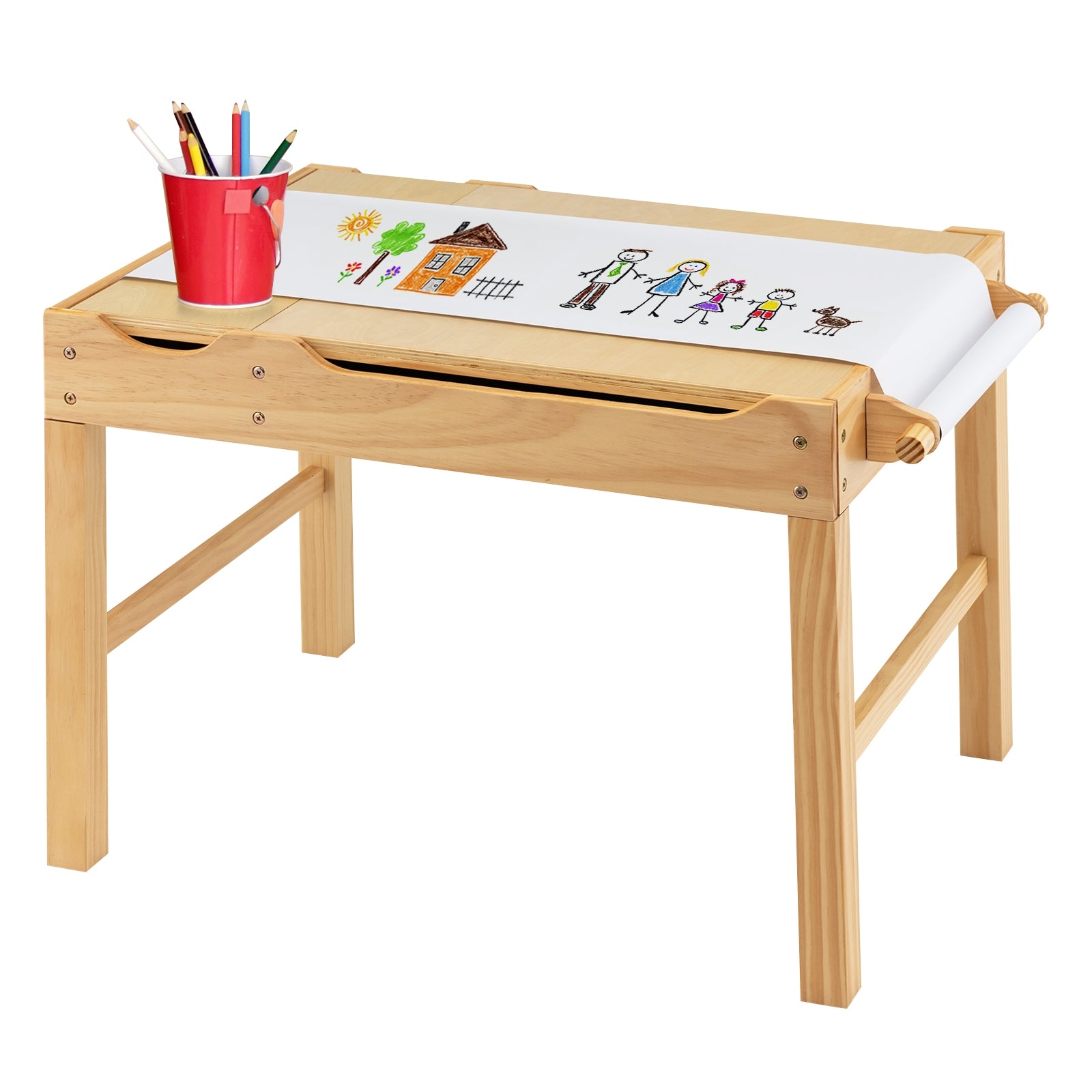 Kids Wooden Activity Play Table With Storage, Natural Kids Table & Chair Sets Natural at Gallery Canada