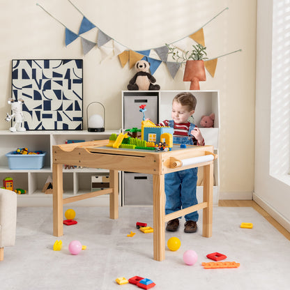 Kids Wooden Activity Play Table With Storage, Natural Kids Table & Chair Sets at Gallery Canada