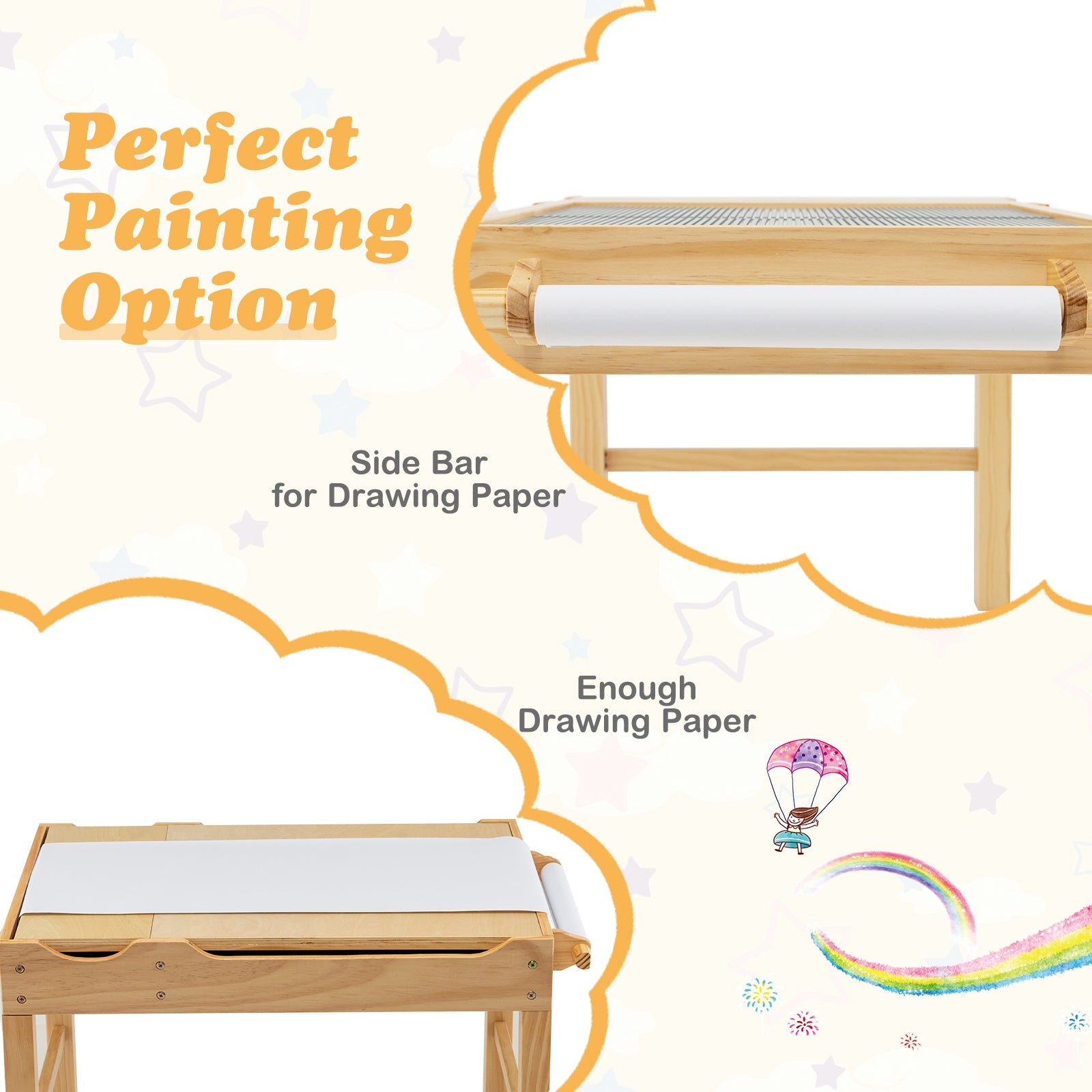 Kids Wooden Activity Play Table With Storage, Natural Kids Table & Chair Sets at Gallery Canada