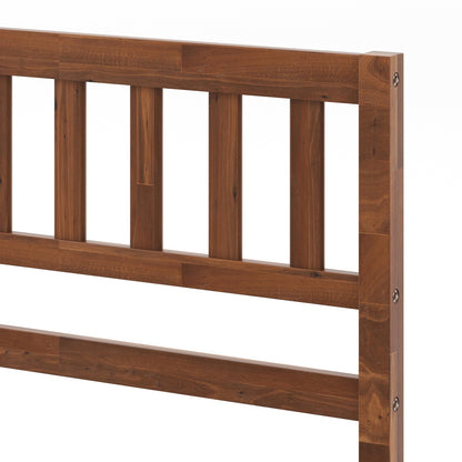 Full Size Wood Bed Frame With Headboard, Slat Support, Walnut Simple Bed Frame at Gallery Canada