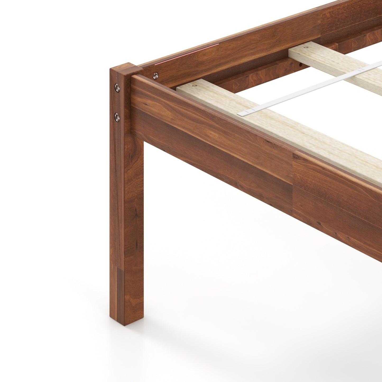 Full Size Wood Bed Frame With Headboard, Slat Support, Walnut Simple Bed Frame at Gallery Canada