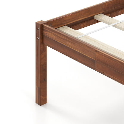 Full Size Wood Bed Frame With Headboard, Slat Support, Walnut Simple Bed Frame at Gallery Canada