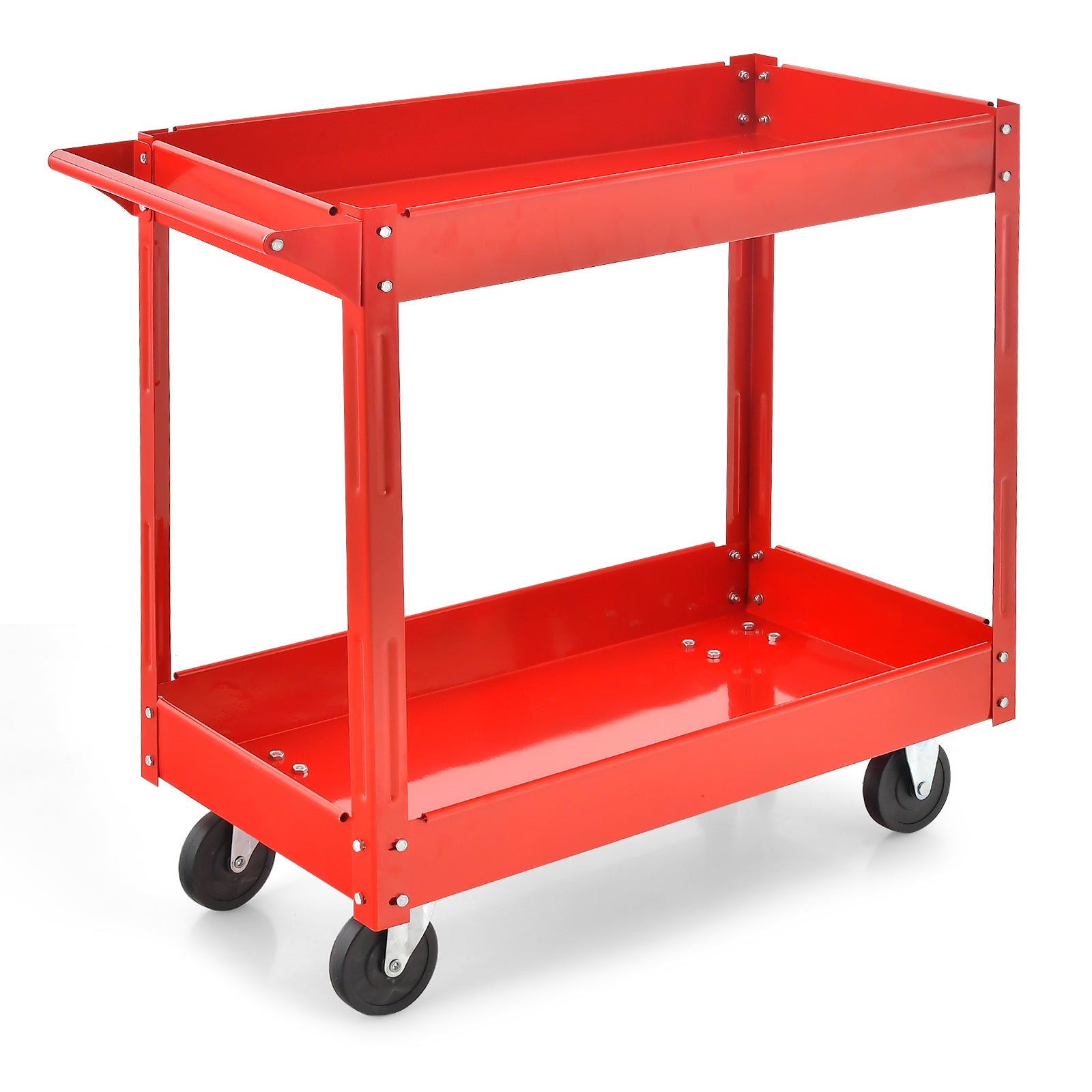 2-Tier Utility Cart, Heavy-Duty Metal Frame, Red Garages at Gallery Canada