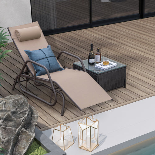 Outdoor Chaise Lounge Glider Chair, Rustic Brown