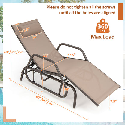 Outdoor Chaise Lounge Glider Chair, Rustic Brown Outdoor Seating & Patio Chairs at Gallery Canada