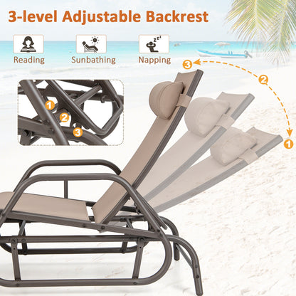 Outdoor Chaise Lounge Glider Chair, Rustic Brown Outdoor Seating & Patio Chairs at Gallery Canada