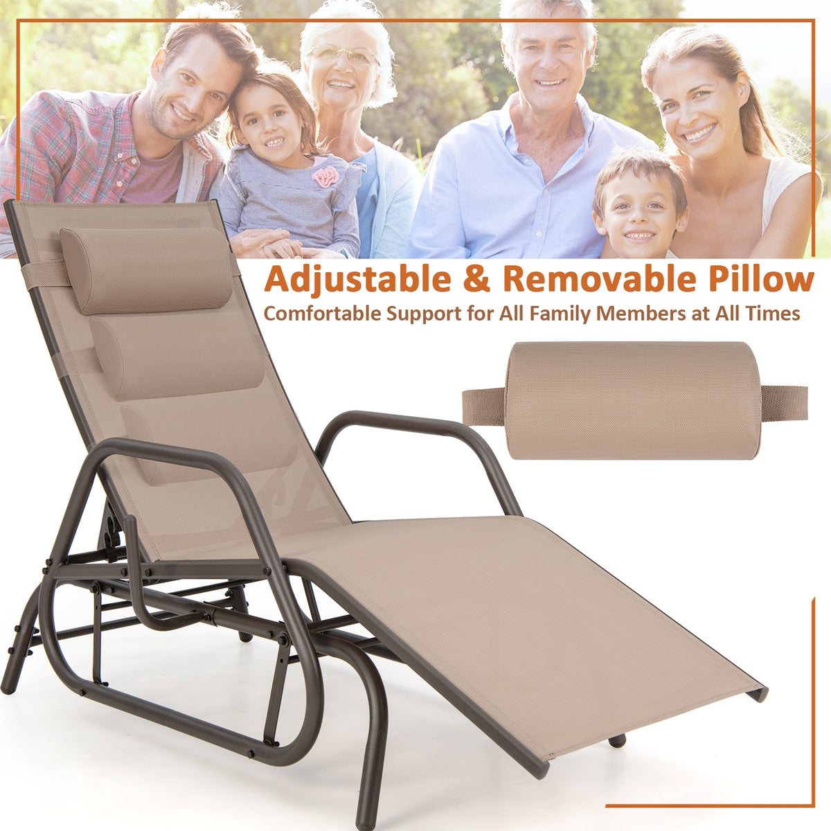 Outdoor Chaise Lounge Glider Chair, Rustic Brown Outdoor Seating & Patio Chairs at Gallery Canada
