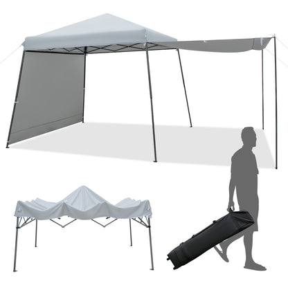 10x10FT Pop-Up Canopy Tent With Sidewalls, Awnings, Gray Canopies Gray at Gallery Canada