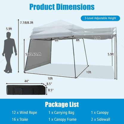 10x10FT Pop-Up Canopy Tent With Sidewalls, Awnings, Gray Canopies at Gallery Canada