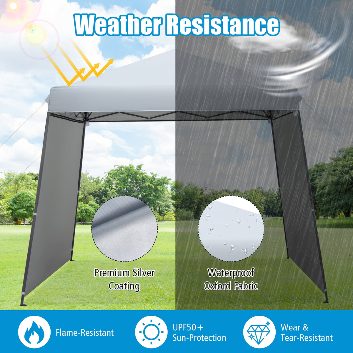 10x10FT Pop-Up Canopy Tent With Sidewalls, Awnings, Gray Canopies at Gallery Canada