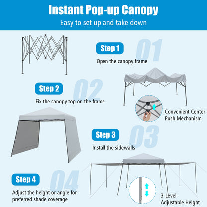10x10FT Pop-Up Canopy Tent With Sidewalls, Awnings, Gray Canopies at Gallery Canada