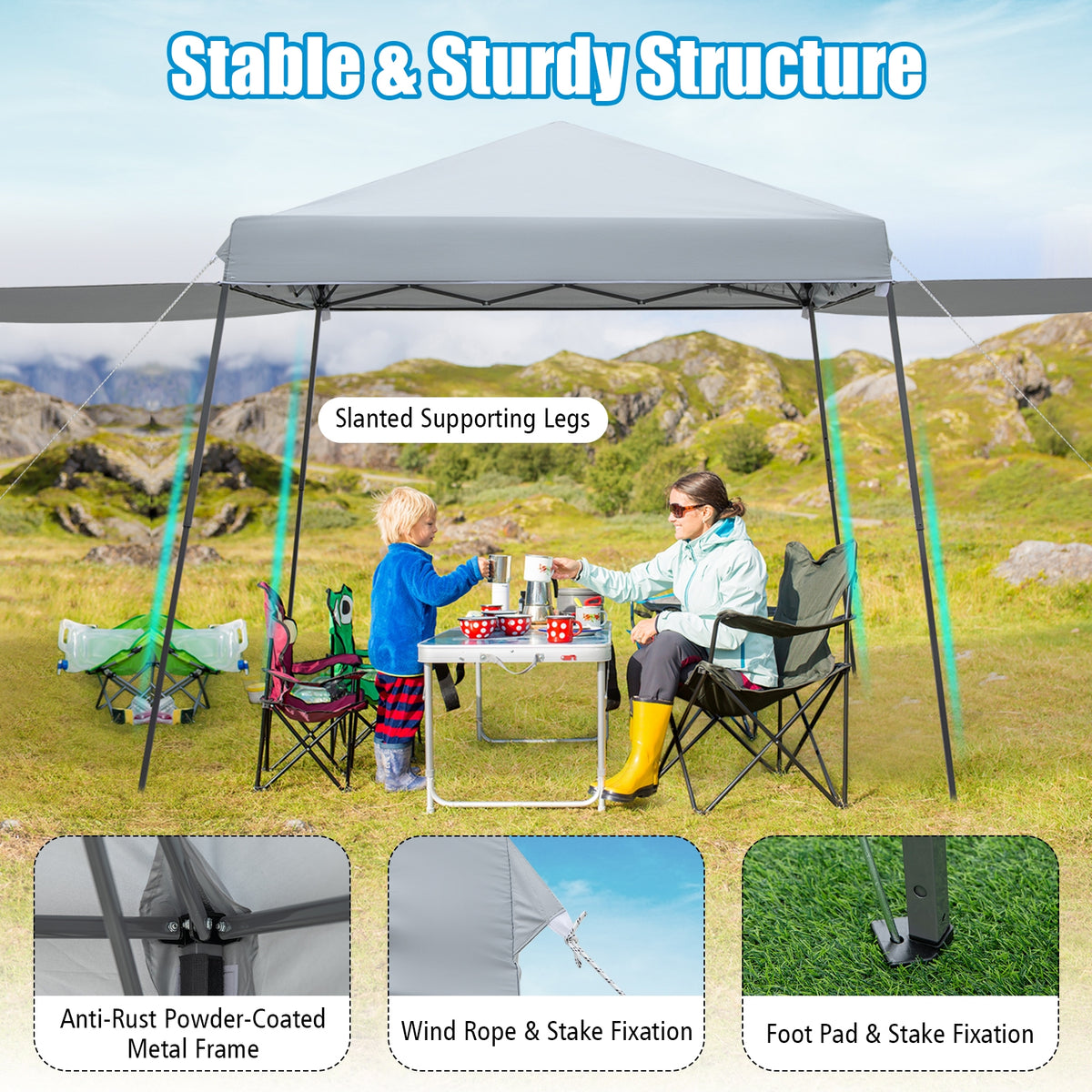 10x10FT Pop-Up Canopy Tent With Sidewalls, Awnings, Gray Canopies at Gallery Canada