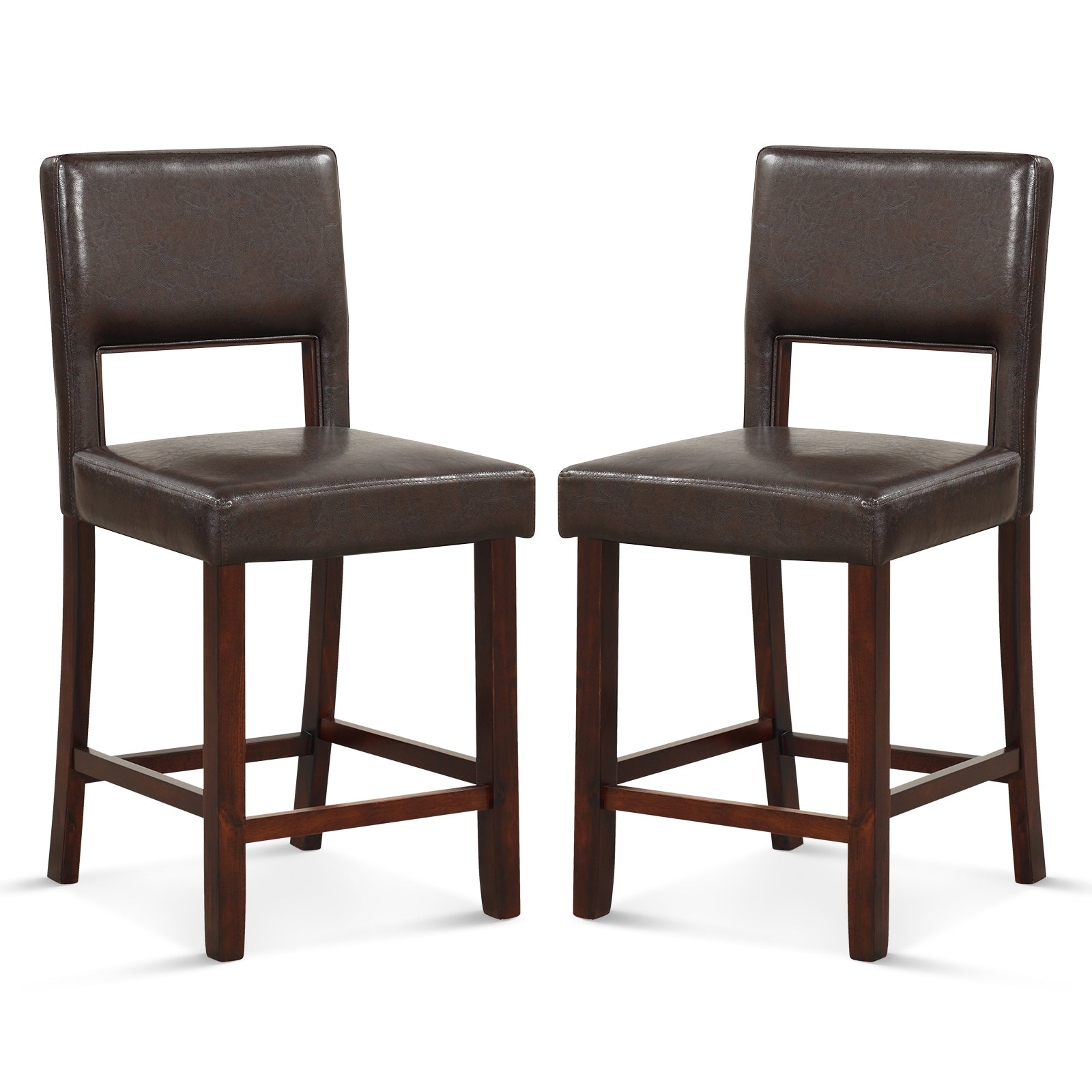 2 Piece Bar Chair Set, Hollowed Back, Rubber Wood Legs, Brown Bar Stools Brown at Gallery Canada