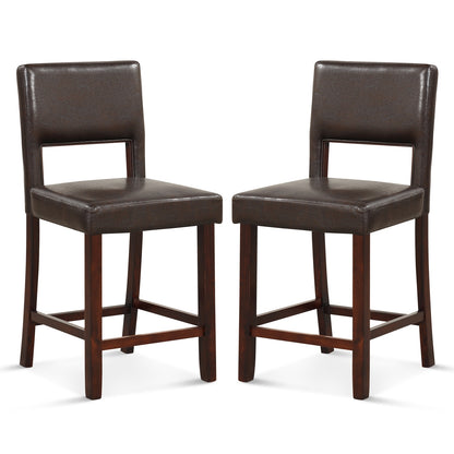 2 Piece Bar Chair Set, Hollowed Back, Rubber Wood Legs, Brown Bar Stools Brown at Gallery Canada
