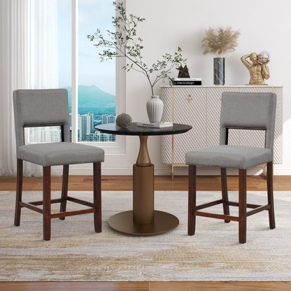 2 Piece Bar Chair Set, Hollowed Back, Rubber Wood Legs, Gray Bar Stools at Gallery Canada