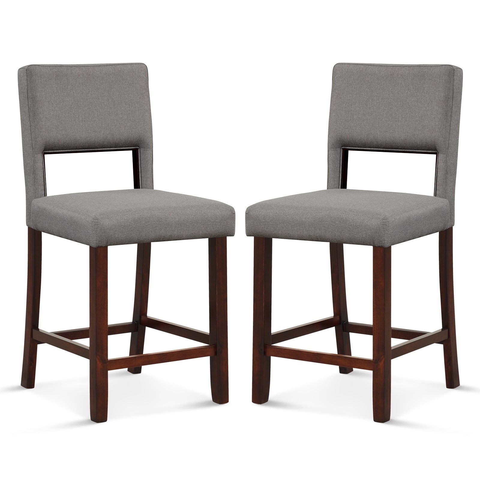 2 Piece Bar Chair Set, Hollowed Back, Rubber Wood Legs, Gray Bar Stools Gray at Gallery Canada