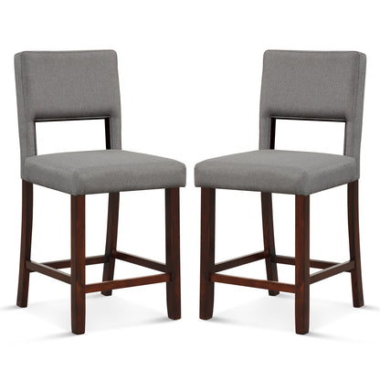 2 Piece Bar Chair Set, Hollowed Back, Rubber Wood Legs, Gray Bar Stools at Gallery Canada