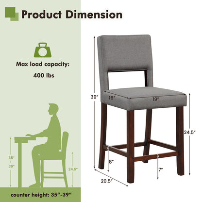 2 Piece Bar Chair Set, Hollowed Back, Rubber Wood Legs, Gray Bar Stools at Gallery Canada