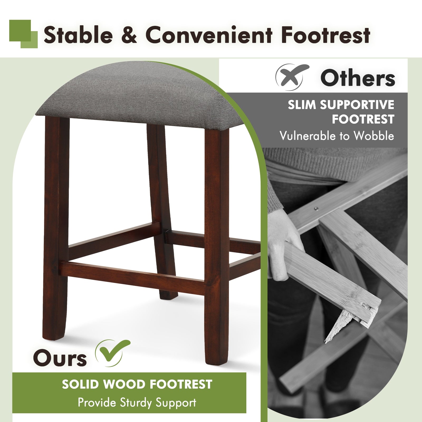 2 Piece Bar Chair Set, Hollowed Back, Rubber Wood Legs, Gray Bar Stools at Gallery Canada