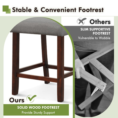 2 Piece Bar Chair Set, Hollowed Back, Rubber Wood Legs, Gray Bar Stools at Gallery Canada