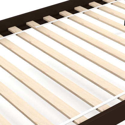 Solid Wood Twin Over Twin Bunk Bed, High Guardrails, Integrated Ladder, Espresso Bunk Bed Frame at Gallery Canada