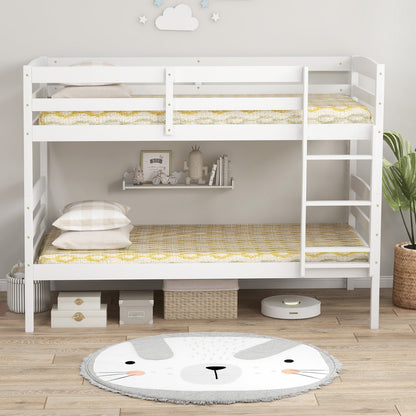 Solid Wood Twin Over Twin Bunk Bed Frame, White Bunk Bed Frame at Gallery Canada