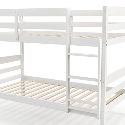 Solid Wood Twin Over Twin Bunk Bed Frame, White Bunk Bed Frame at Gallery Canada