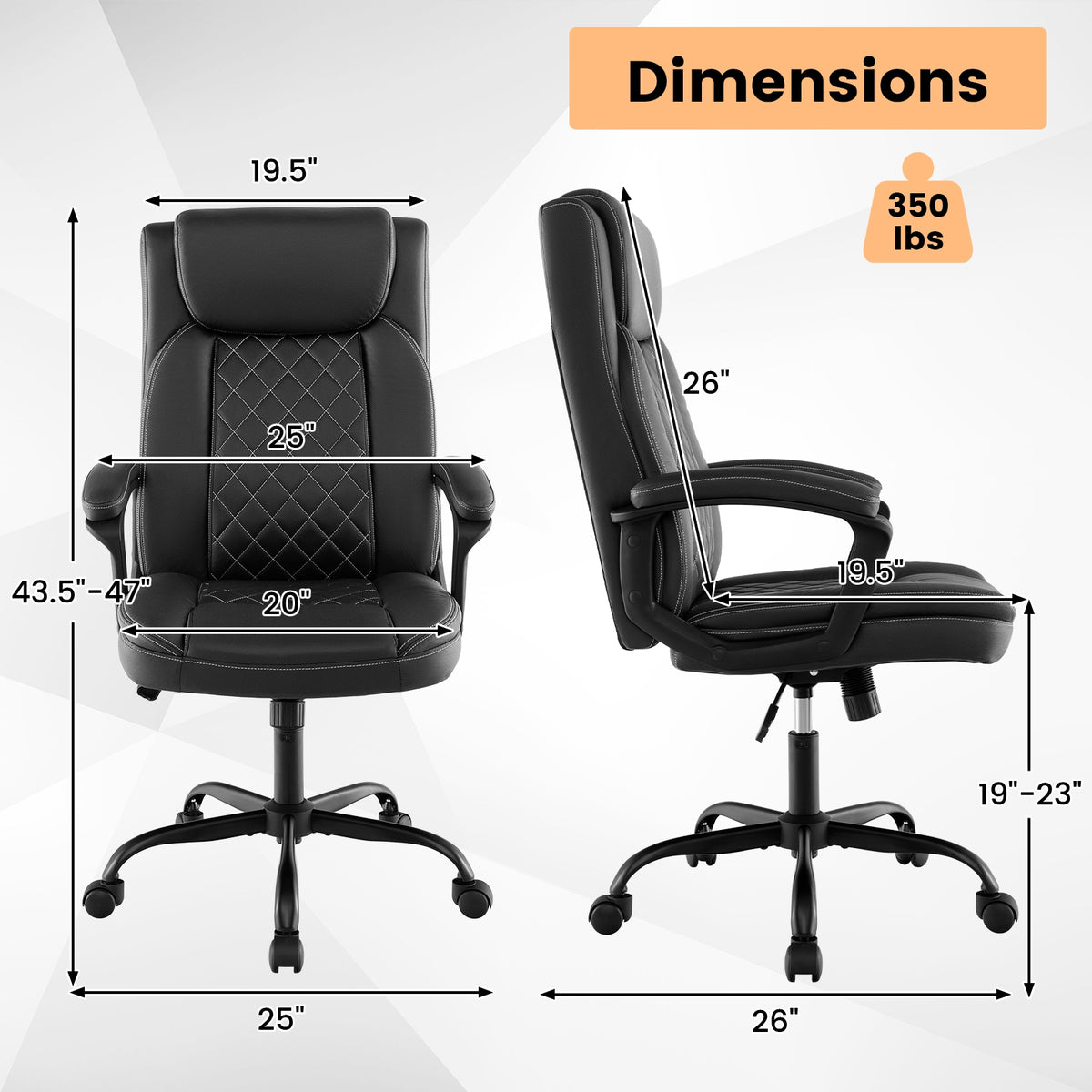 High Back Ergonomic Executive Chair, Black Executive Chairs at Gallery Canada