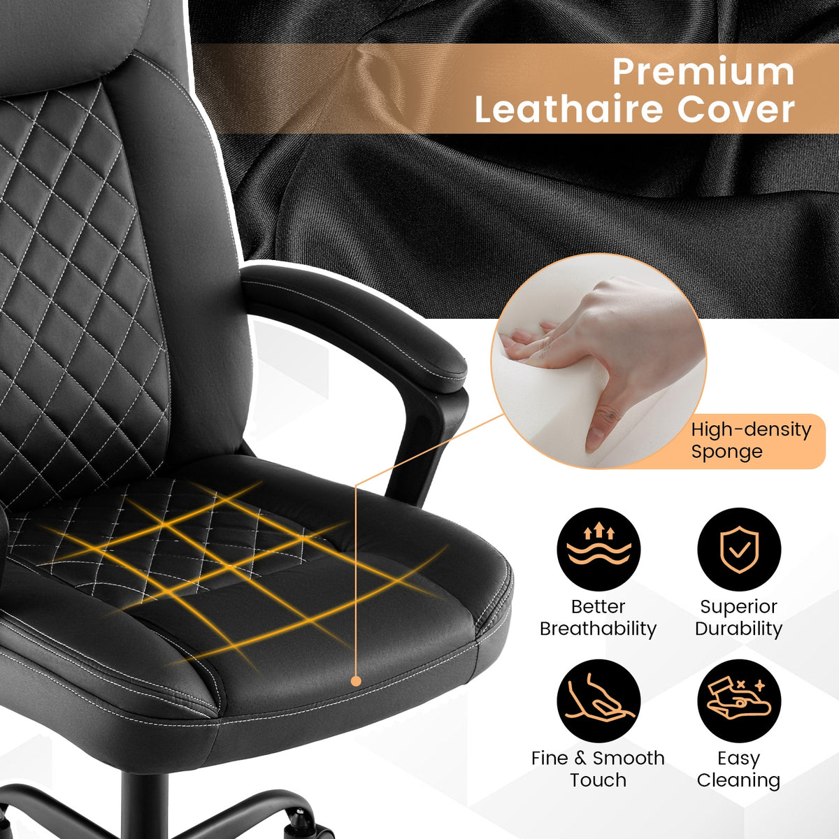 High Back Ergonomic Executive Chair, Black Executive Chairs at Gallery Canada