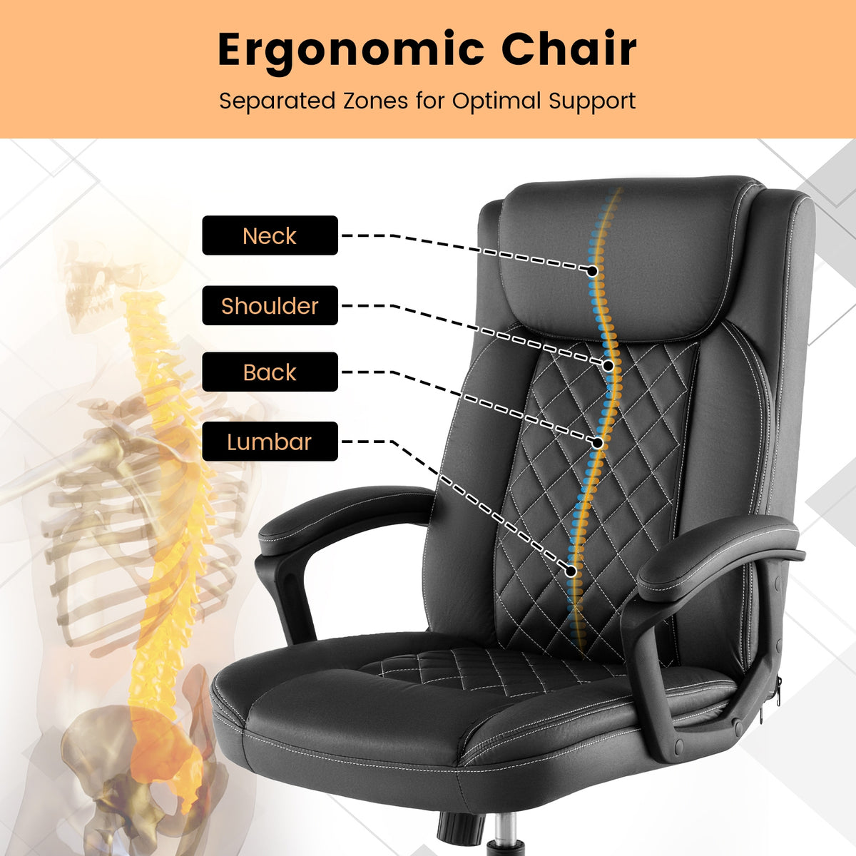 High Back Ergonomic Executive Chair, Black Executive Chairs at Gallery Canada