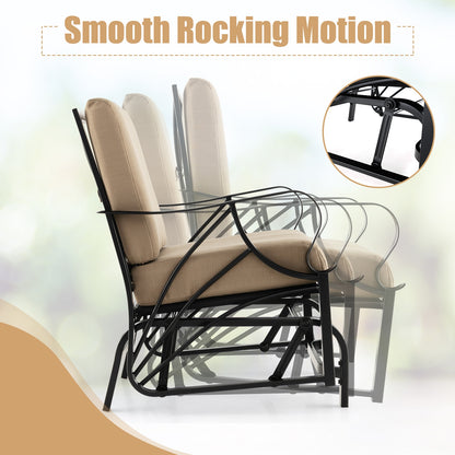 Patio Glider Rocking Chair, Thick Cushion, Curved Armrest, Tan Patio Rocking Chairs & Gliders at Gallery Canada