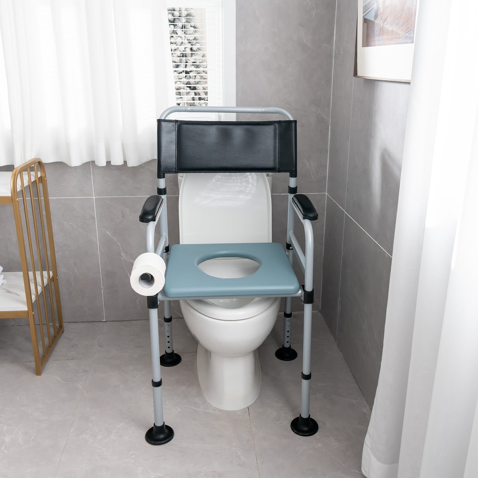 4-In-1 Folding Commode Chair, Detachable Bucket, Towel Holder, Silver Bath Safety at Gallery Canada