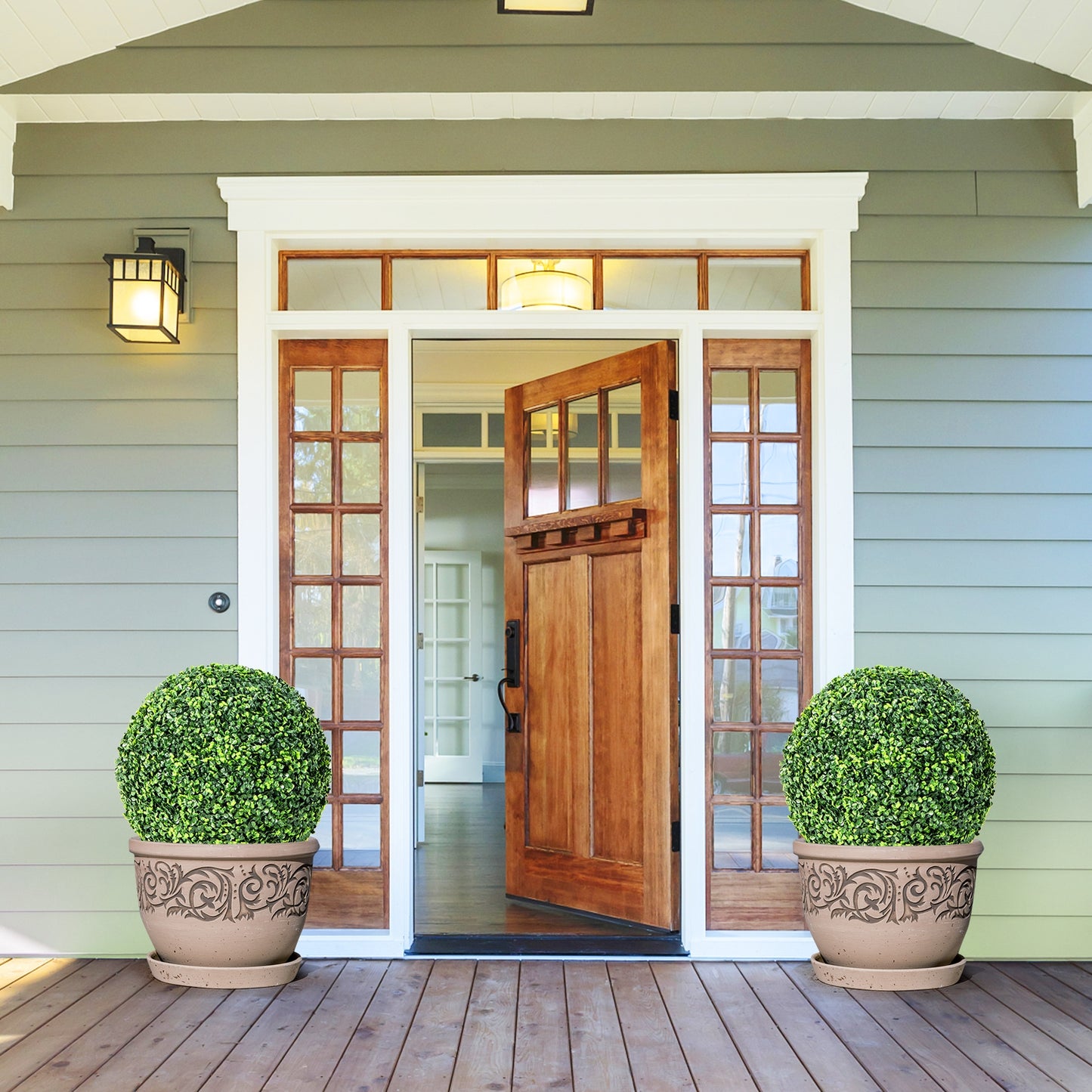 19 Inch Artificial Topiary Balls, Faux Boxwood Plants, Green Faux Plants at Gallery Canada