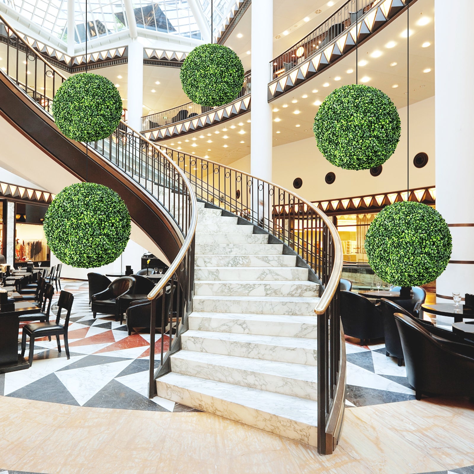 19 Inch Artificial Topiary Balls, Faux Boxwood Plants, Green Faux Plants at Gallery Canada